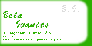 bela ivanits business card